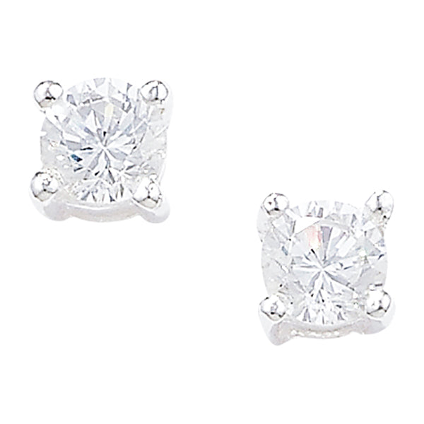 Sterling Silver Cubic Zirconia Solitaire 4 Claw Earrings