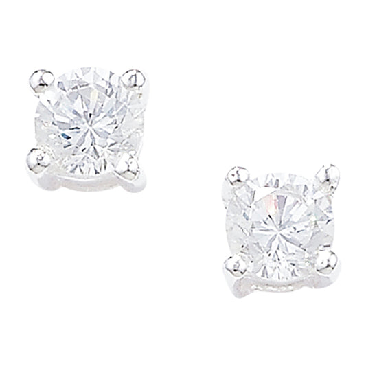 Sterling Silver Cubic Zirconia Solitaire 4 Claw Earrings