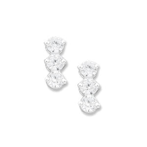 Sterling Silver 3 Cubic Zirconia Drop Earring