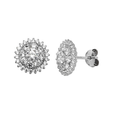 Sterling Silver Cubic Zirconia Cluster Earrings