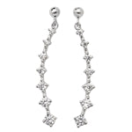 Sterling Silver Cubic Zirconia Drop Curve Earrings