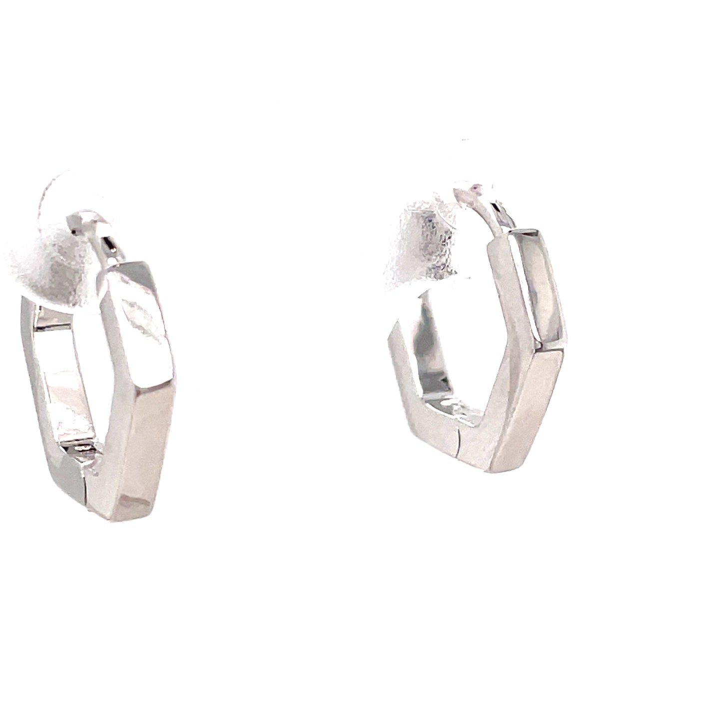 Sterling Silver Hexagonal Hoop Earring
