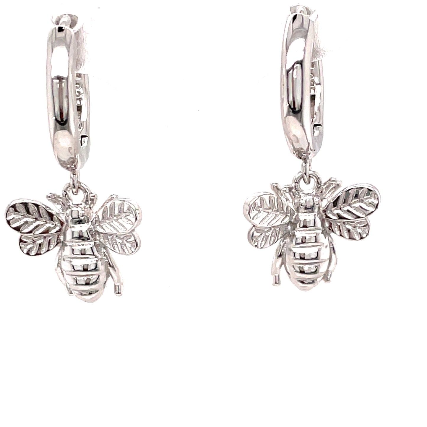 Sterling Silver Bee Hoop Earrings