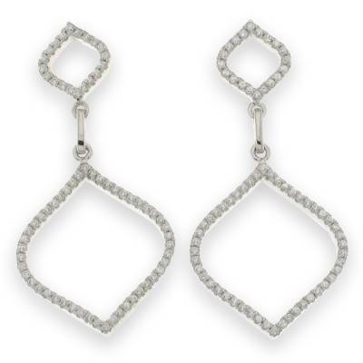 Sterling Silver Open Drop Cubic Zirconia Earrings
