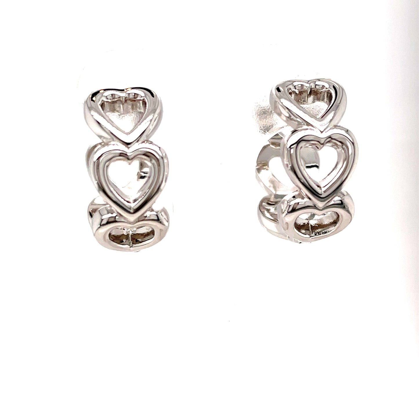 Sterling Silver Heart Huggies Earrings