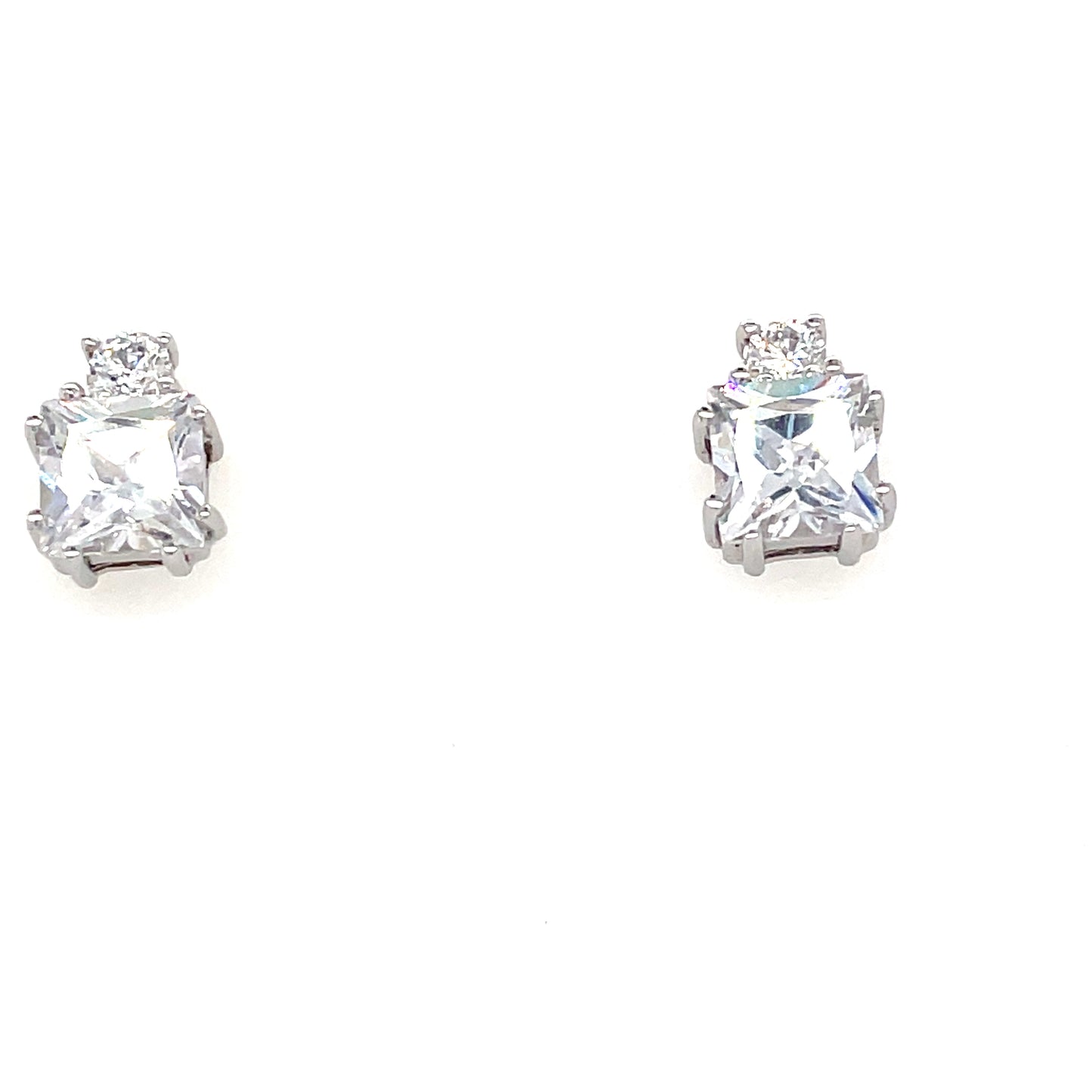 Sterling Silver Cubic Zirconia Square Stud Earring