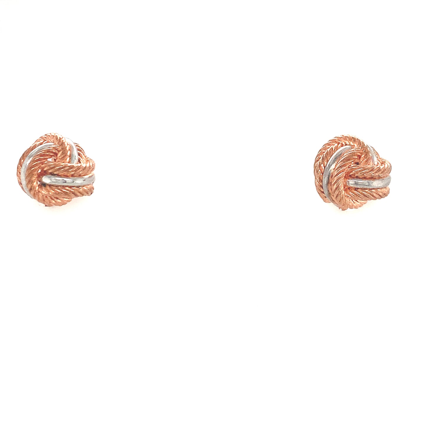Sterling Silver Rose Plated Knot Earring