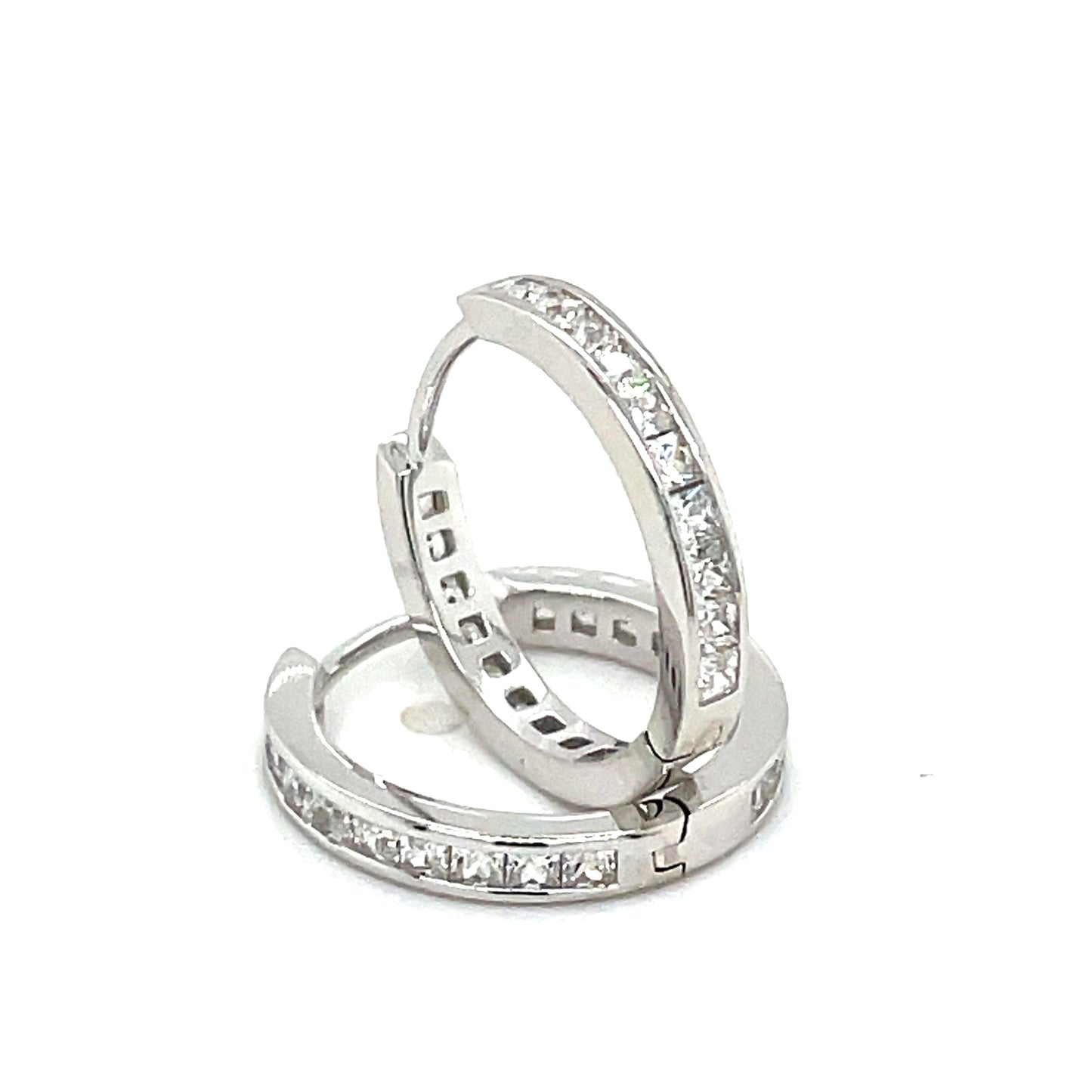 Sterling Silver Cubic Zirconia Channel Set Hoop Earring