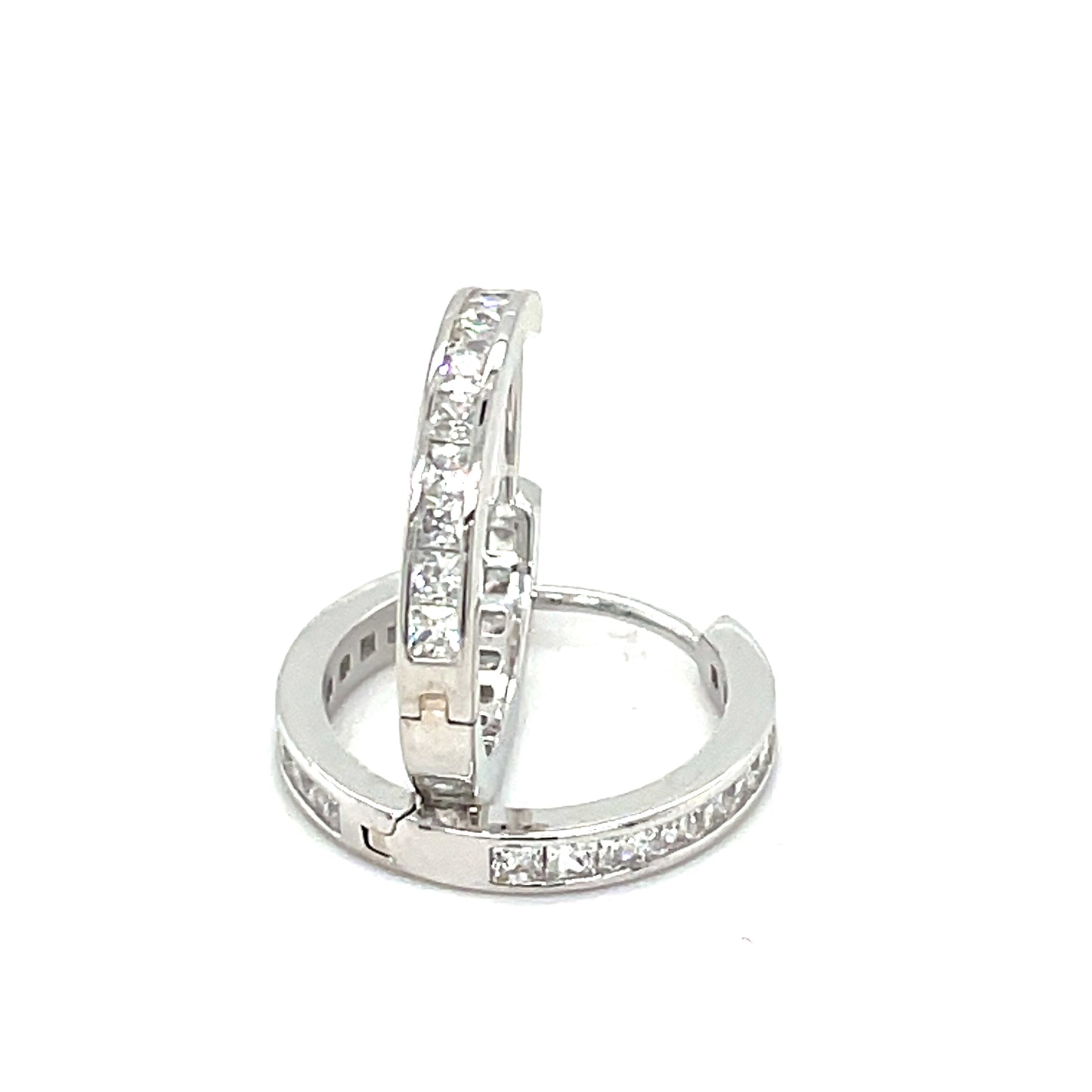 Sterling Silver Cubic Zirconia Channel Set Hoop Earring