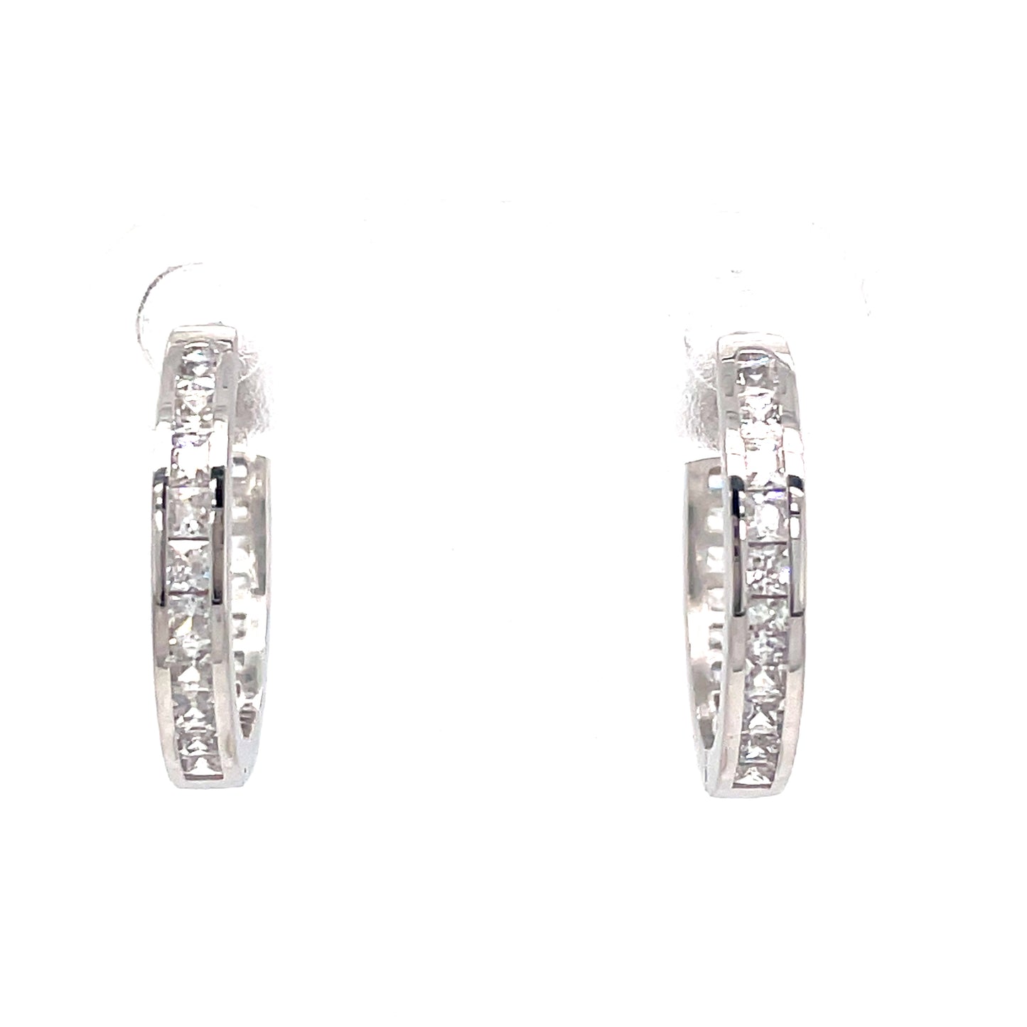 Sterling Silver Cubic Zirconia Channel Set Hoop Earring