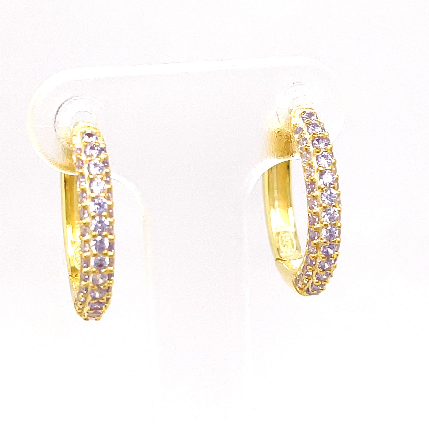 Sterling Silver Gold Plated Cubic Zirconia Hoop Earring