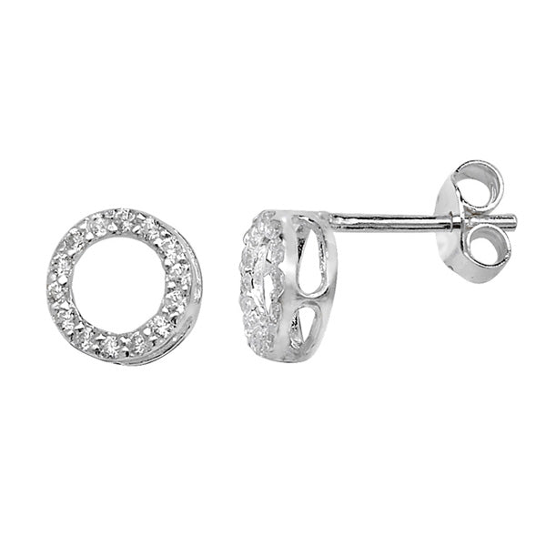 Sterling Silver Cubic Zirconia Circle Earrings