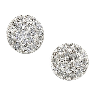 Sterling Silver 8mm Pave Set Cubic Zirconia Disc Earrings