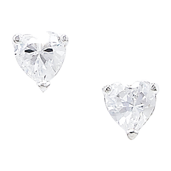 Sterling Silver Cubic Heart Stud Earrings