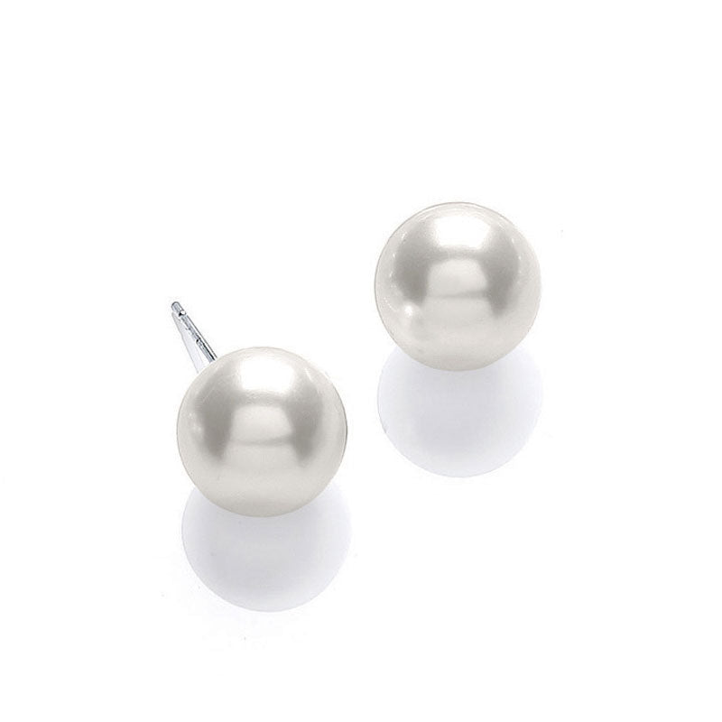Sterling Silver Pearl 13 Mm Stud Earring