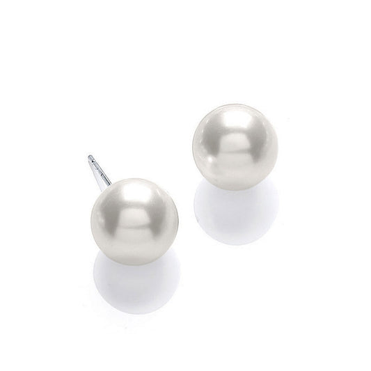 Sterling Silver Pearl 13 Mm Stud Earring