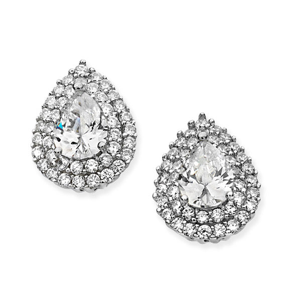 Sterling Silver Cubic Zirconia Tear Shape Earrings