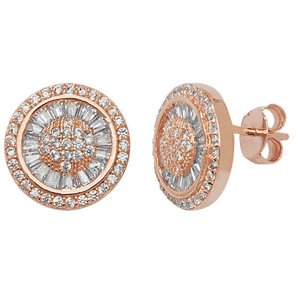 Sterling Silver Cubic Zirconia Earrings In Rose