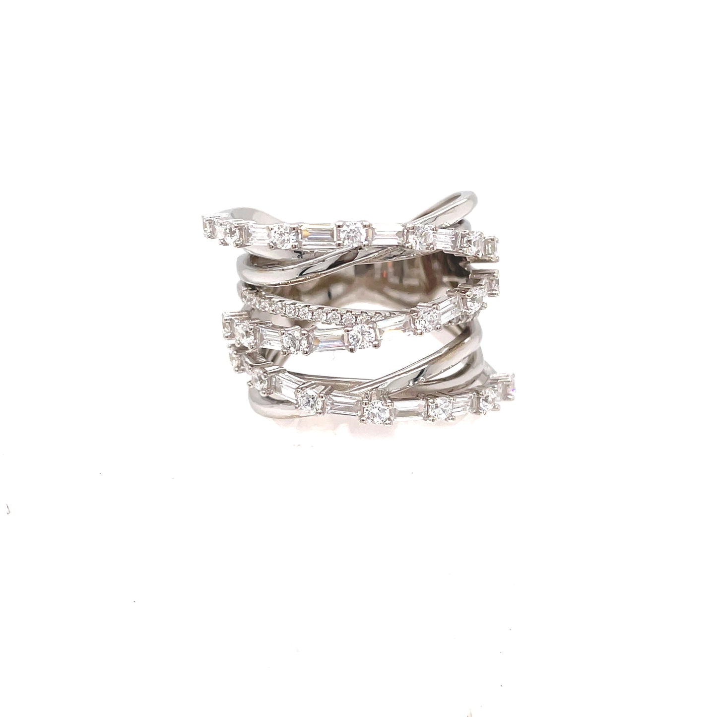 Sterling Silver Cubic Zirconia Wide Fancy Ring