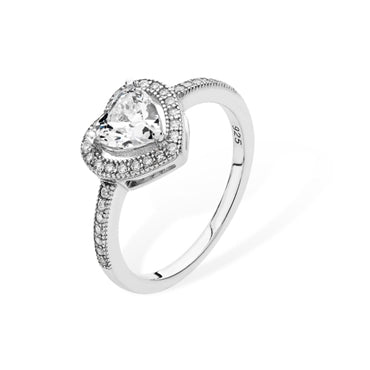 Sterling Silver Cubic Zirconia Heart Ring