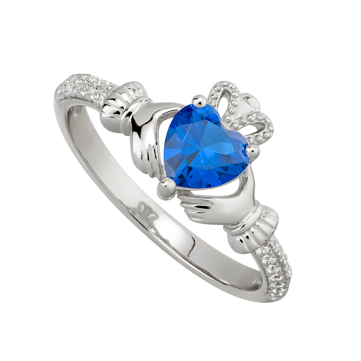 Sterling Silver Claddagh September Birthstone Ring