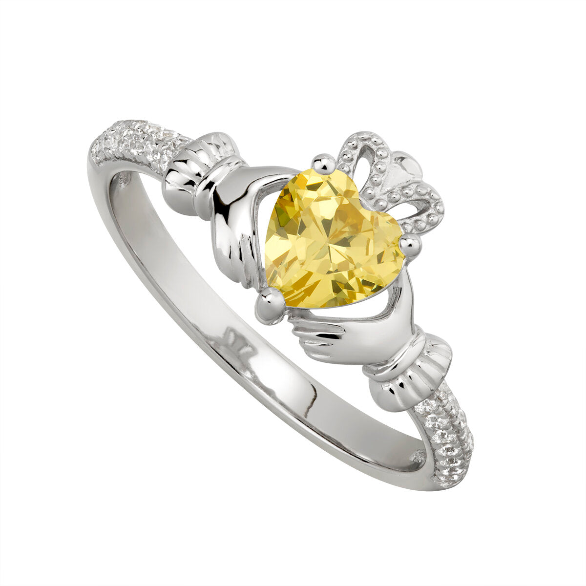 Sterling Silver Claddagh November Birthstone Ring