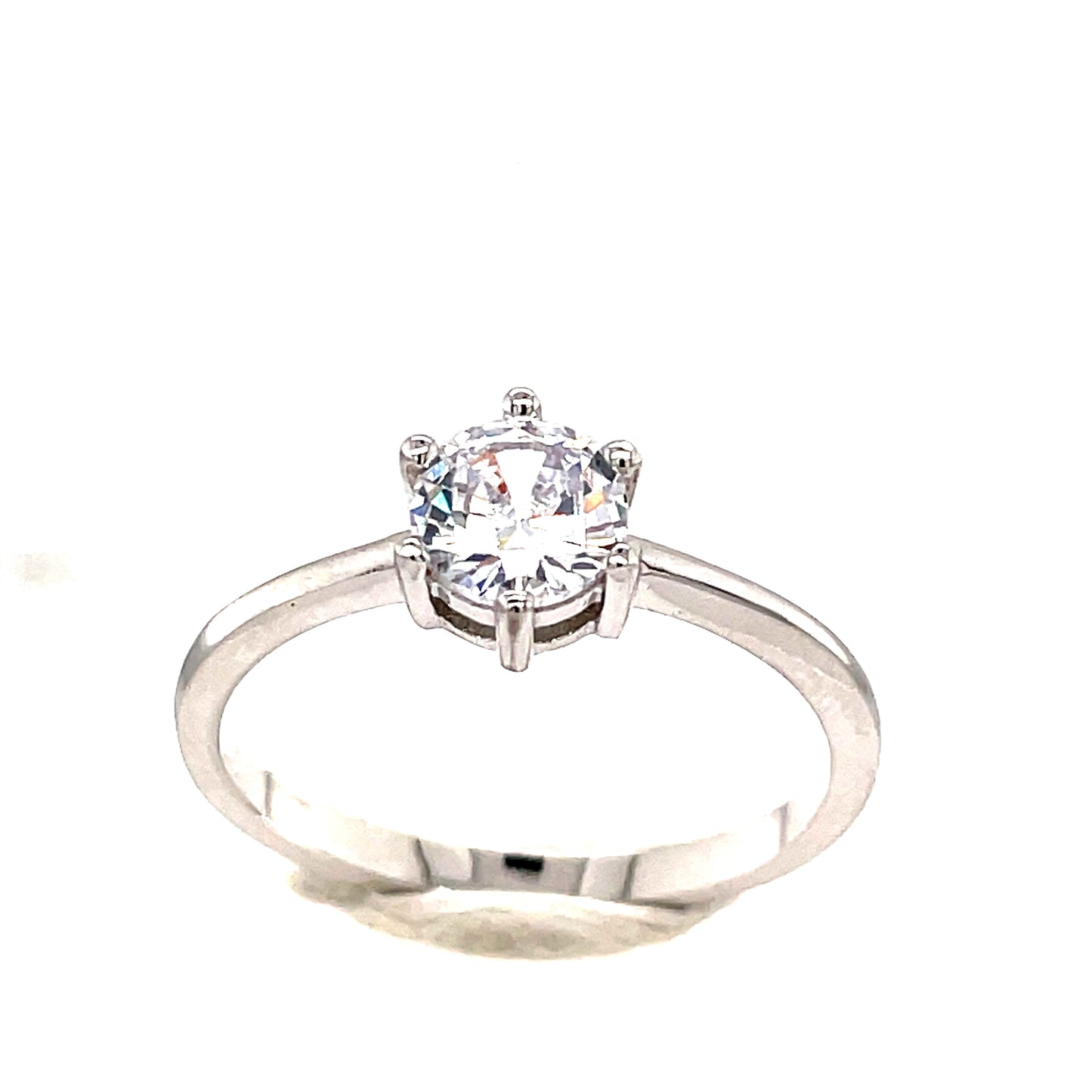 Sterling Silver Cubic Zirconia Solitaire 6 Claw Ring