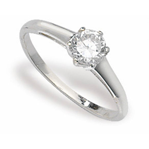 Sterling Silver Cubic Zirconia Solitaire Dress Ring