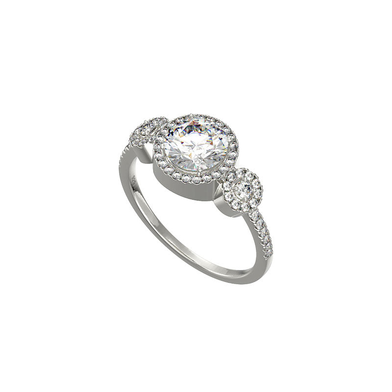 Silver Ring 3 Stone Cubic Zirconia