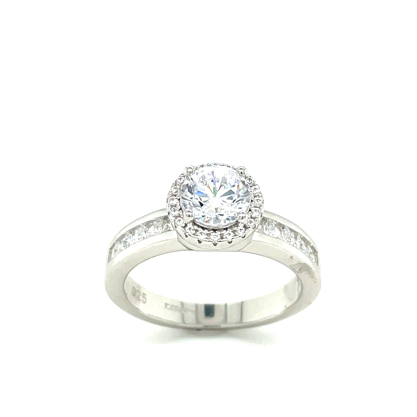 Sterling Silver Cubic Zirconia Solitaire Channel Set Ring