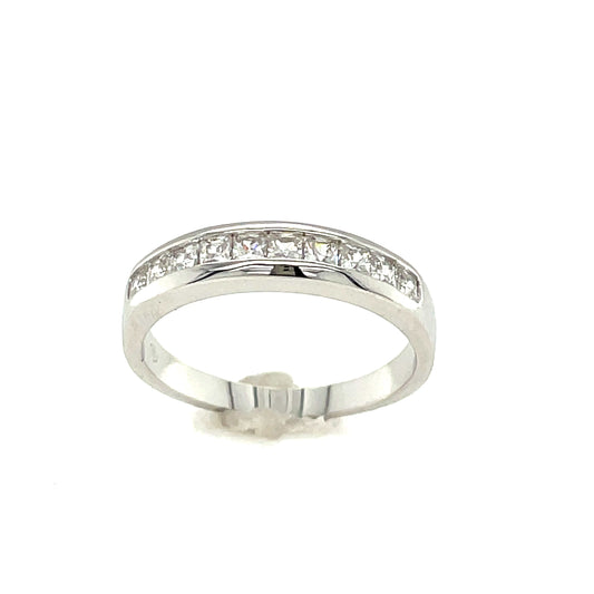Sterling Silver Cubic Zirconia Princess Cut Channel Set Ring