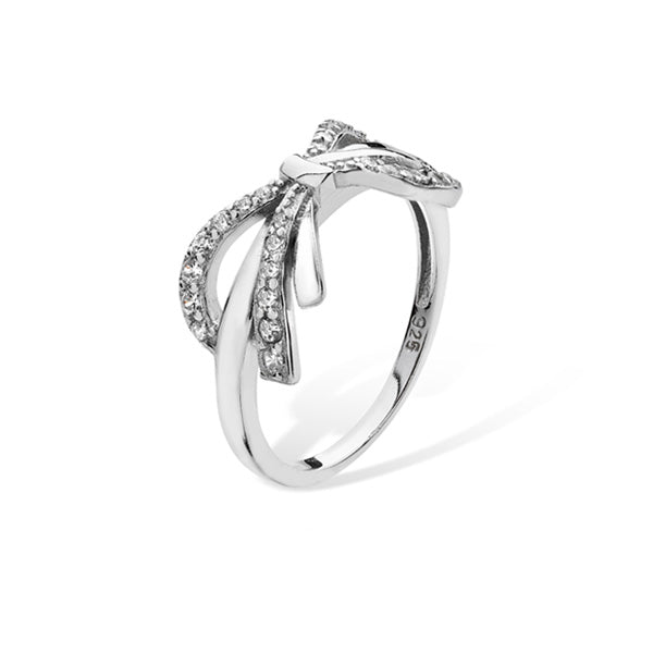 Sterling Silver Cubic Zirconia Bow Dress Ring