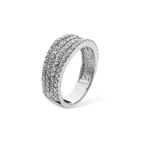 Sterling Silver Cubic Zirconia 4row Dress Ring