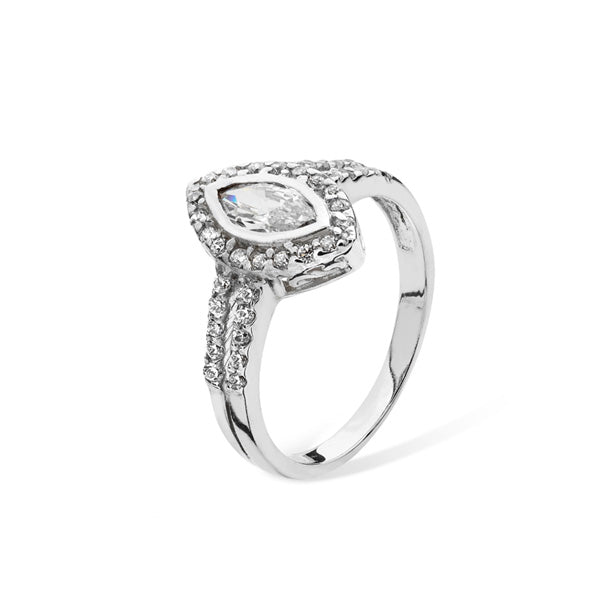 Sterling Silver Cubic Zirconia Solitaire Dress Ring
