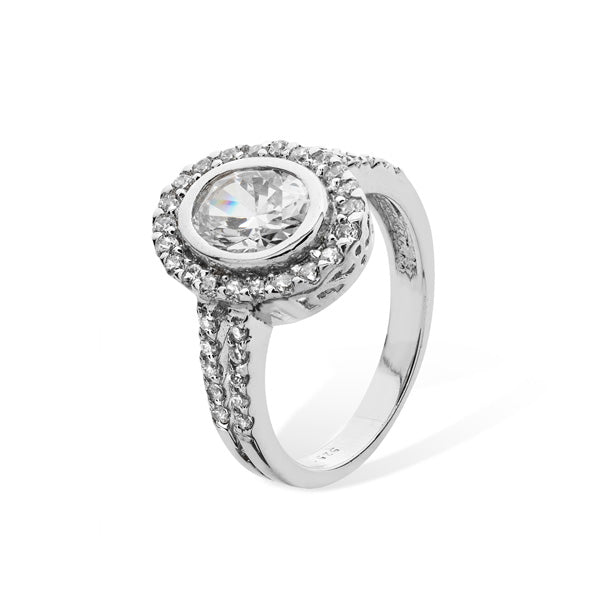 Sterling Silver Cubic Zirconia Solitaire Dress Ring
