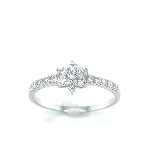 Sterling Silver Cubic Zirconia Flower Dress Ring