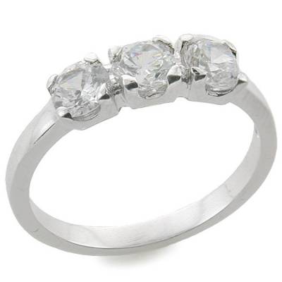 Sterling Silver Cubic Zirconia Three Stone Ring