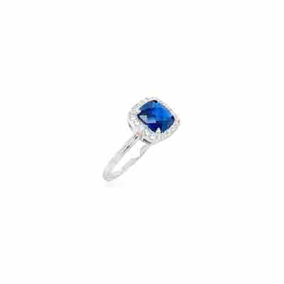 Sterling Silver Cubic Zirconia And Blue Ring