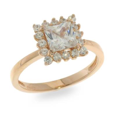 Sterling Silver Cubic Zirconia Rose Ring