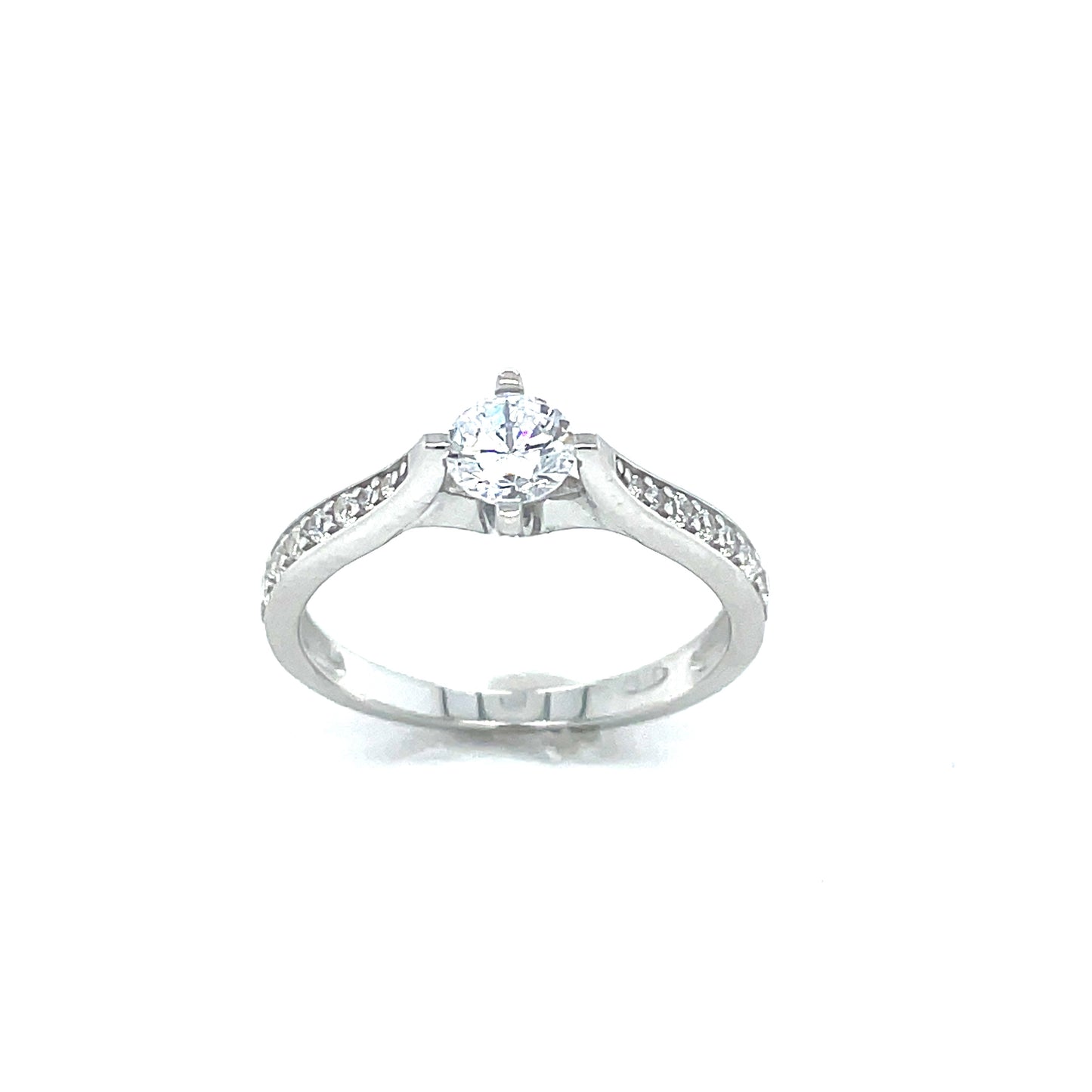 Sterling Silver Cubic Zirconia Solitaire Dress Ring