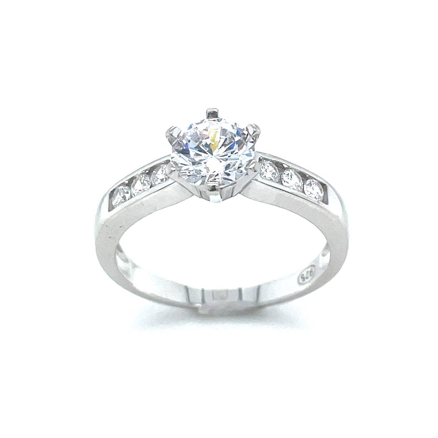Sterling Silver Cubic Zirconia 7mm Solitaire Ring