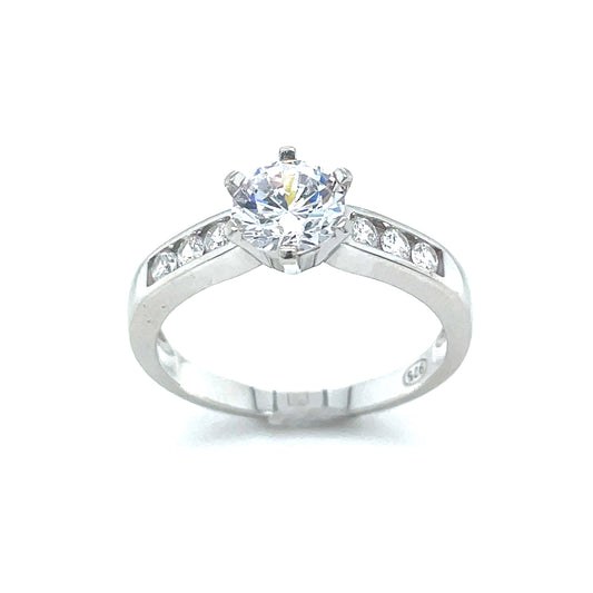 Sterling Silver Cubic Zirconia 7mm Solitaire Ring