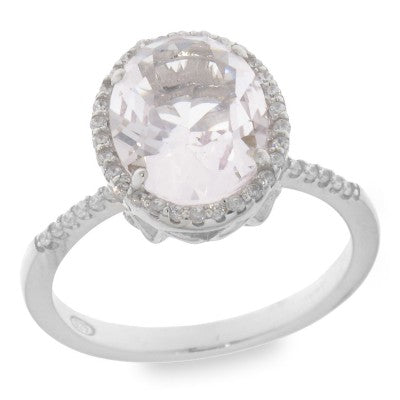 Sterling Silver Cubic Zirconia And Purple Ring
