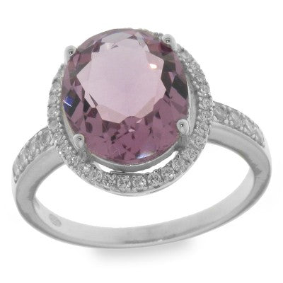 Sterling Silver Cubic Zirconia And Purple Ring