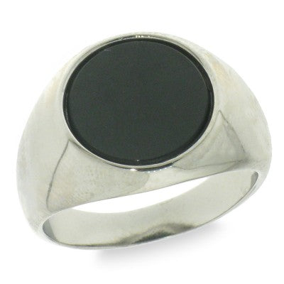Sterling Silver Black Stone Gents Ring