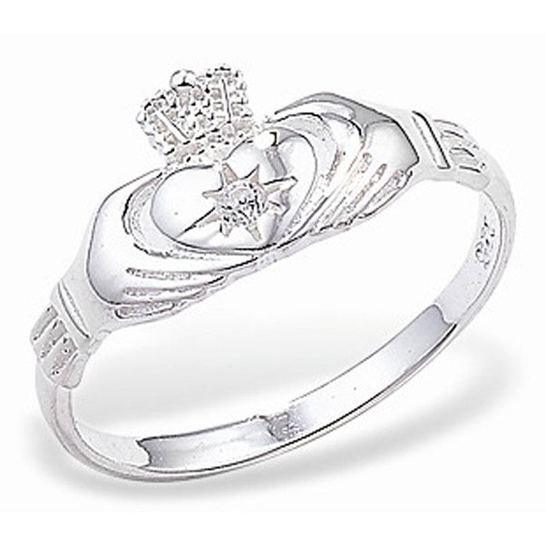 Sil Ring Cz Claddagh