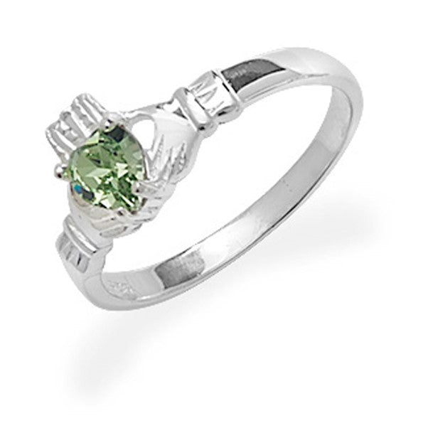 Sil Ring Clad Grn St