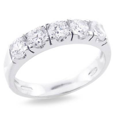 Sterling Silver Five Stone Cubic Zirconia Ring