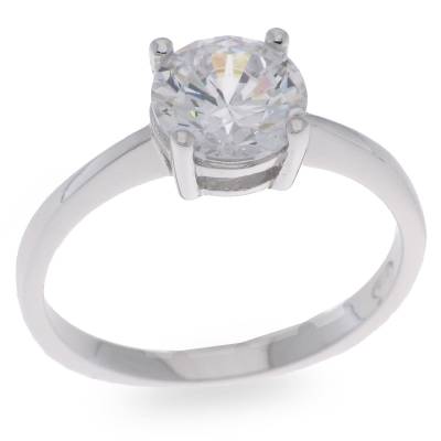 Sterling Silver Cubic Zirconia Solitaire Ring