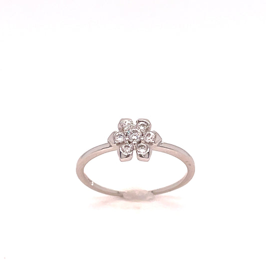 Sterling Silver Cubic Zirconia Flower Ring